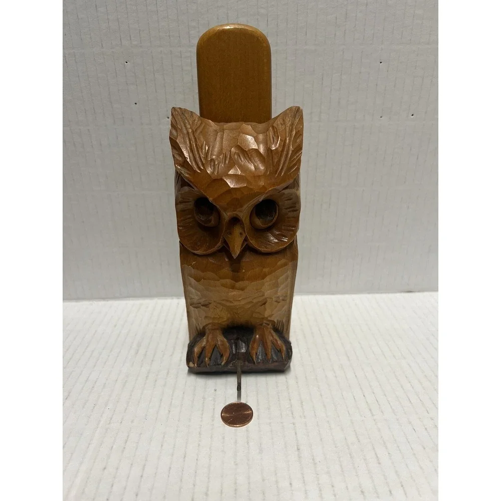 Owl‎ Hand Carved Rustic Vintage Clothes or Shoes Brush holder 6